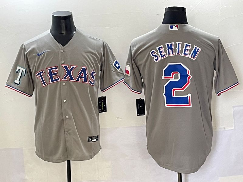 Men 2025 Texas Rangers #2 Semien Grey Game Nike MLB Jersey style 6